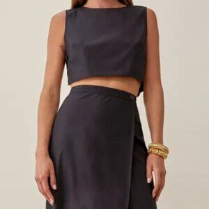 Reformation Mylie Two Piece Set, top and skirt, black